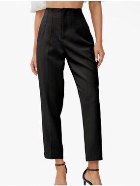 NWT Zara Tapered High Waisted Trousers Black Size S
